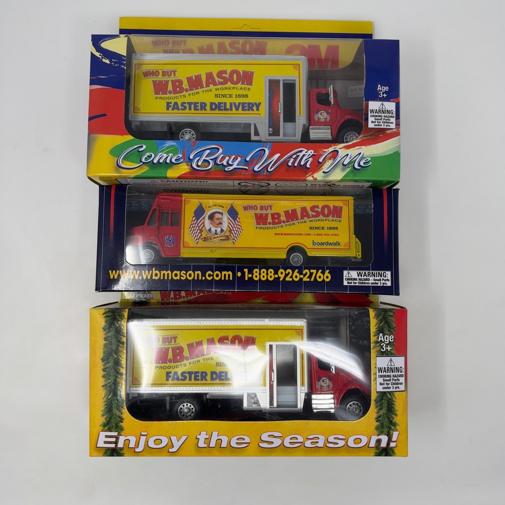 WB Mason Diecast Delivery Truck Lot of 3 NY Yankees Holiday 3M Faster Delivery
